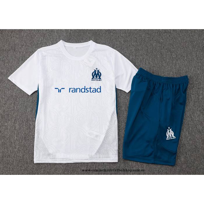Chandal del Olympique Marsella 24-25 Manga Corta Blanco - Pantalon Corto